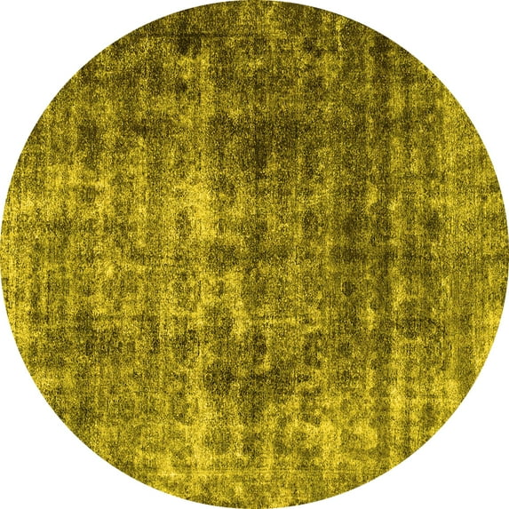 Ahgly Company Machine Washable Indoor Round Persian Yellow Bohemian Area Rugs, 8' Round