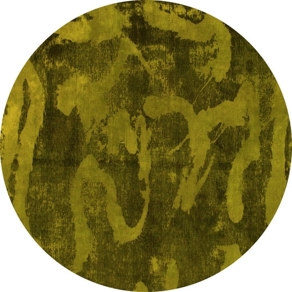 Ahgly Company Machine Washable Indoor Round Persian Yellow Bohemian Area Rugs, 8' Round