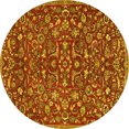 thumbnail image 1 of Ahgly Company Machine Washable Indoor Round Persian Yellow Traditional Area Rugs, 3' Round, 1 of 4