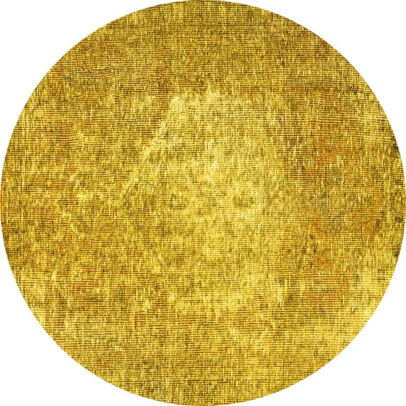 Ahgly Company Machine Washable Indoor Round Persian Yellow Traditional Area Rugs, 3' Round