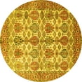 thumbnail image 1 of Ahgly Company Machine Washable Indoor Round Persian Yellow Traditional Area Rugs, 3' Round, 1 of 4