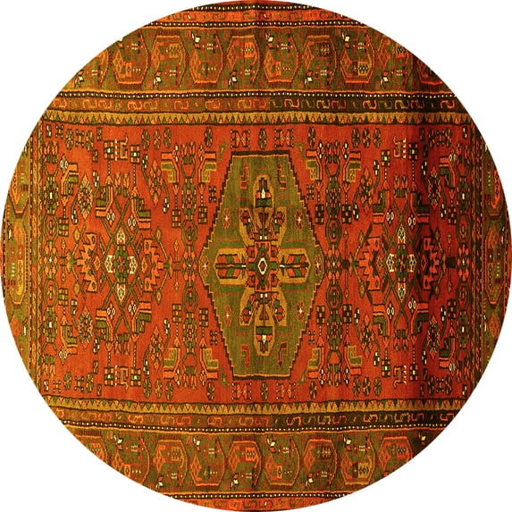 Ahgly Company Machine Washable Indoor Round Persian Yellow Traditional Area Rugs, 3' Round