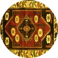 thumbnail image 1 of Ahgly Company Machine Washable Indoor Round Persian Yellow Traditional Area Rugs, 3' Round, 1 of 4