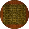 thumbnail image 1 of Ahgly Company Machine Washable Indoor Round Persian Yellow Traditional Area Rugs, 4' Round, 1 of 4