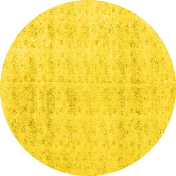 Ahgly Company Machine Washable Indoor Round Persian Yellow Traditional Area Rugs, 4' Round