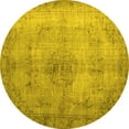 thumbnail image 1 of Ahgly Company Machine Washable Indoor Round Persian Yellow Traditional Area Rugs, 4' Round, 1 of 4