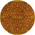 thumbnail image 1 of Ahgly Company Machine Washable Indoor Round Persian Yellow Traditional Area Rugs, 4' Round, 1 of 4