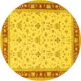 thumbnail image 1 of Ahgly Company Machine Washable Indoor Round Persian Yellow Traditional Area Rugs, 4' Round, 1 of 4