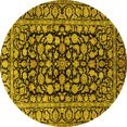 thumbnail image 1 of Ahgly Company Machine Washable Indoor Round Persian Yellow Traditional Area Rugs, 5' Round, 1 of 4