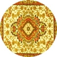 thumbnail image 1 of Ahgly Company Machine Washable Indoor Round Persian Yellow Traditional Area Rugs, 5' Round, 1 of 4