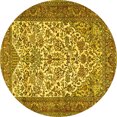 thumbnail image 1 of Ahgly Company Machine Washable Indoor Round Persian Yellow Traditional Area Rugs, 5' Round, 1 of 4