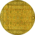 thumbnail image 1 of Ahgly Company Machine Washable Indoor Round Persian Yellow Traditional Area Rugs, 5' Round, 1 of 4