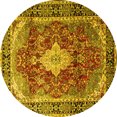 thumbnail image 1 of Ahgly Company Machine Washable Indoor Round Persian Yellow Traditional Area Rugs, 6' Round, 1 of 4