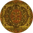 thumbnail image 1 of Ahgly Company Machine Washable Indoor Round Persian Yellow Traditional Area Rugs, 6' Round, 1 of 4
