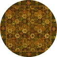 thumbnail image 1 of Ahgly Company Machine Washable Indoor Round Persian Yellow Traditional Area Rugs, 7' Round, 1 of 4