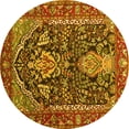 thumbnail image 1 of Ahgly Company Machine Washable Indoor Round Persian Yellow Traditional Area Rugs, 7' Round, 1 of 4