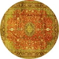 thumbnail image 1 of Ahgly Company Machine Washable Indoor Round Persian Yellow Traditional Area Rugs, 7' Round, 1 of 4