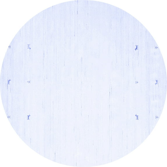 Ahgly Company Machine Washable Indoor Round Solid Blue Modern Area Rugs, 4' Round