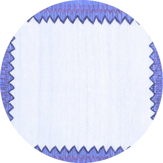 Ahgly Company Machine Washable Indoor Round Solid Blue Modern Area Rugs, 4' Round