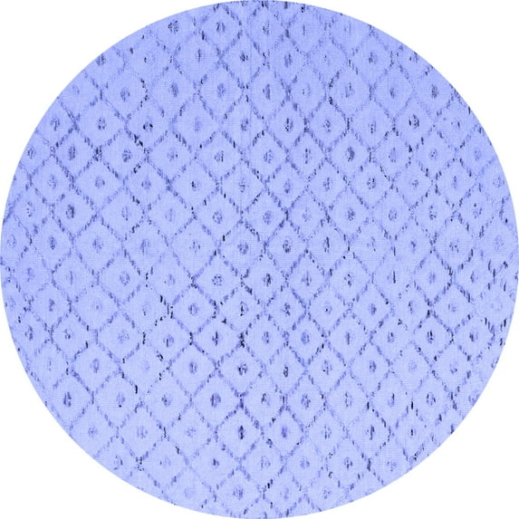 Ahgly Company Machine Washable Indoor Round Solid Blue Modern Area Rugs, 8' Round