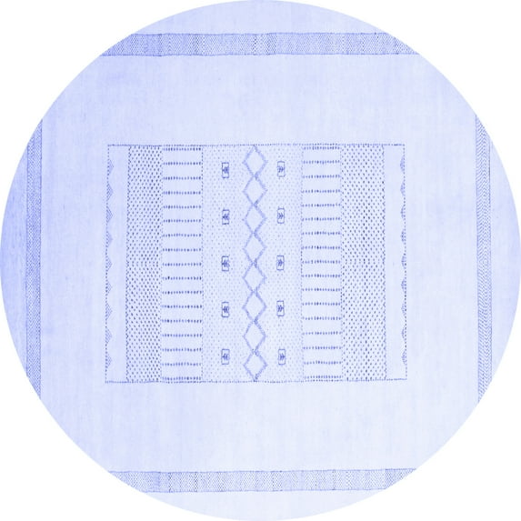 Ahgly Company Machine Washable Indoor Round Solid Blue Modern Area Rugs, 8' Round