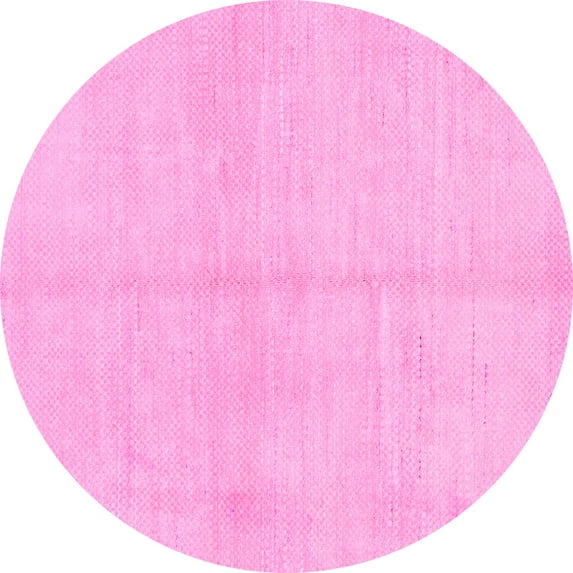 Ahgly Company Machine Washable Indoor Round Solid Pink Modern Area Rugs, 6' Round