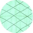 thumbnail image 1 of Ahgly Company Machine Washable Indoor Round Solid Turquoise Blue Modern Area Rugs, 3' Round, 1 of 4
