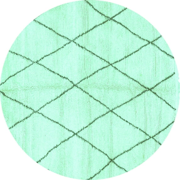 Ahgly Company Machine Washable Indoor Round Solid Turquoise Blue Modern Area Rugs, 3' Round