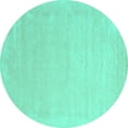thumbnail image 1 of Ahgly Company Machine Washable Indoor Round Solid Turquoise Blue Modern Area Rugs, 3' Round, 1 of 4