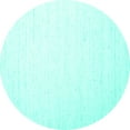 thumbnail image 1 of Ahgly Company Machine Washable Indoor Round Solid Turquoise Blue Modern Area Rugs, 5' Round, 1 of 4