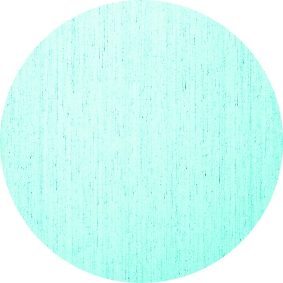 Ahgly Company Machine Washable Indoor Round Solid Turquoise Blue Modern Area Rugs, 5' Round