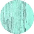 thumbnail image 1 of Ahgly Company Machine Washable Indoor Round Solid Turquoise Blue Modern Area Rugs, 5' Round, 1 of 4