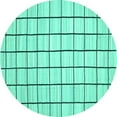thumbnail image 1 of Ahgly Company Machine Washable Indoor Round Solid Turquoise Blue Modern Area Rugs, 5' Round, 1 of 4