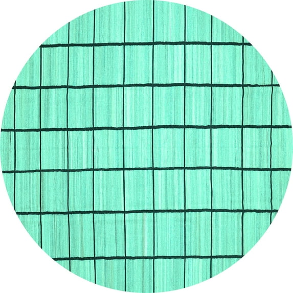 Ahgly Company Machine Washable Indoor Round Solid Turquoise Blue Modern Area Rugs, 5' Round