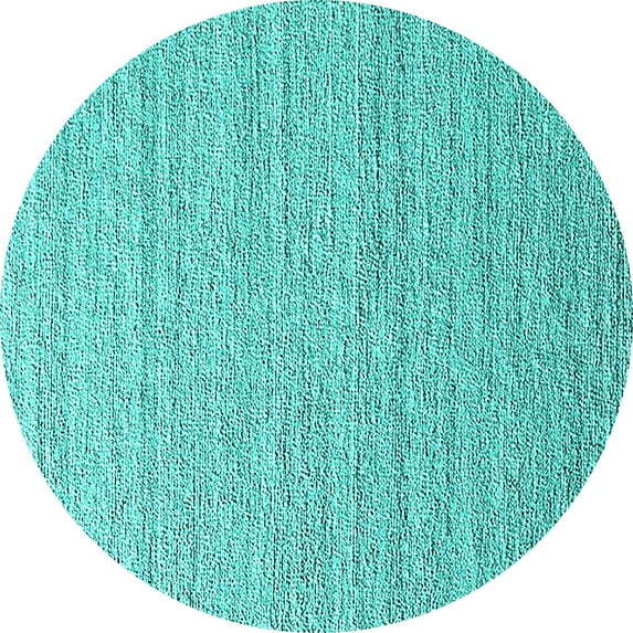 Ahgly Company Machine Washable Indoor Round Solid Turquoise Blue Modern Area Rugs, 6' Round