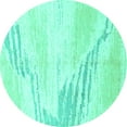 thumbnail image 1 of Ahgly Company Machine Washable Indoor Round Solid Turquoise Blue Modern Area Rugs, 6' Round, 1 of 4