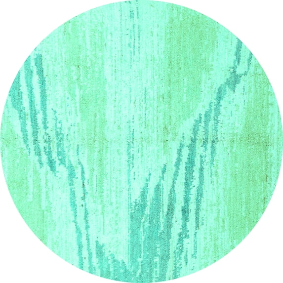 Ahgly Company Machine Washable Indoor Round Solid Turquoise Blue Modern Area Rugs, 6' Round