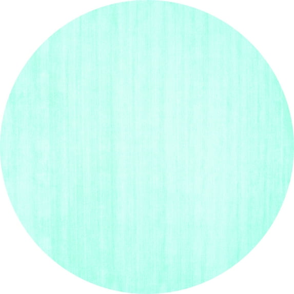 Ahgly Company Machine Washable Indoor Round Solid Turquoise Blue Modern Area Rugs, 6' Round