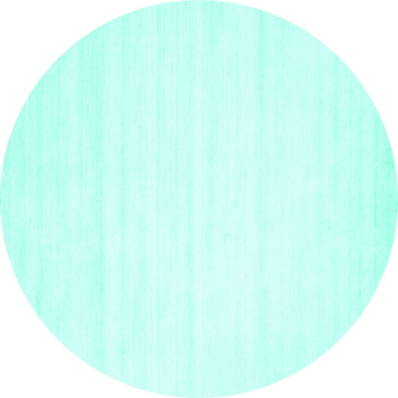 Ahgly Company Machine Washable Indoor Round Solid Turquoise Blue Modern Area Rugs, 6' Round