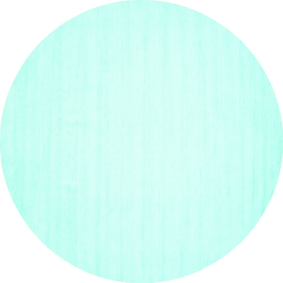 Ahgly Company Machine Washable Indoor Round Solid Turquoise Blue Modern Area Rugs, 6' Round