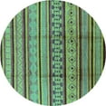thumbnail image 1 of Ahgly Company Machine Washable Indoor Round Solid Turquoise Blue Modern Area Rugs, 7' Round, 1 of 4
