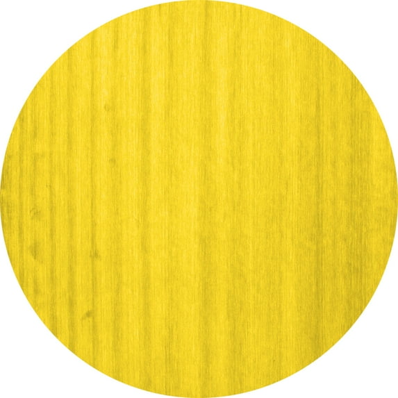 Ahgly Company Machine Washable Indoor Round Solid Yellow Modern Area Rugs, 3' Round