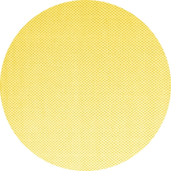 Ahgly Company Machine Washable Indoor Round Solid Yellow Modern Area Rugs, 3' Round
