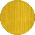 thumbnail image 1 of Ahgly Company Machine Washable Indoor Round Solid Yellow Modern Area Rugs, 4' Round, 1 of 4
