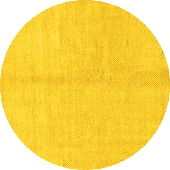 Ahgly Company Machine Washable Indoor Round Solid Yellow Modern Area Rugs, 4' Round