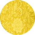 thumbnail image 1 of Ahgly Company Machine Washable Indoor Round Solid Yellow Modern Area Rugs, 5' Round, 1 of 4