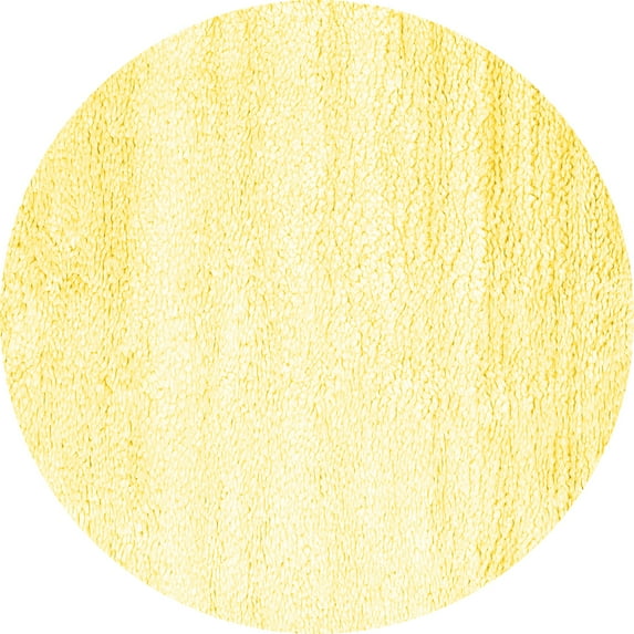 Ahgly Company Machine Washable Indoor Round Solid Yellow Modern Area Rugs, 5' Round