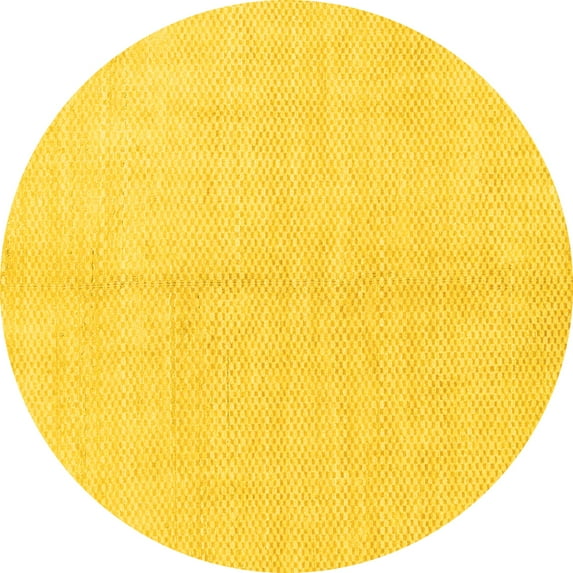 Ahgly Company Machine Washable Indoor Round Solid Yellow Modern Area Rugs, 5' Round