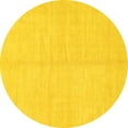 thumbnail image 1 of Ahgly Company Machine Washable Indoor Round Solid Yellow Modern Area Rugs, 6' Round, 1 of 4