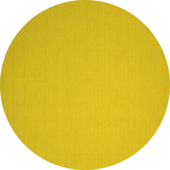 Ahgly Company Machine Washable Indoor Round Solid Yellow Modern Area Rugs, 6' Round